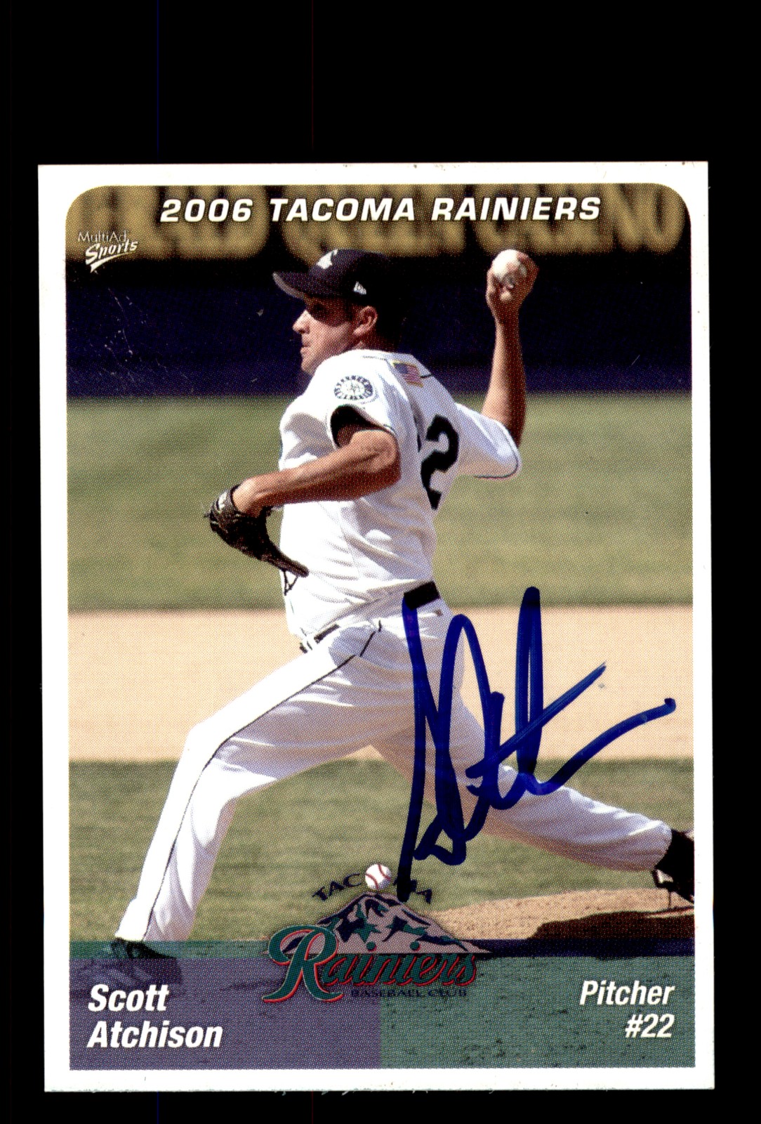 Signed Baseball Card Auto 2006 MultiAd Tacoma Rainiers #3 Scott Atchison