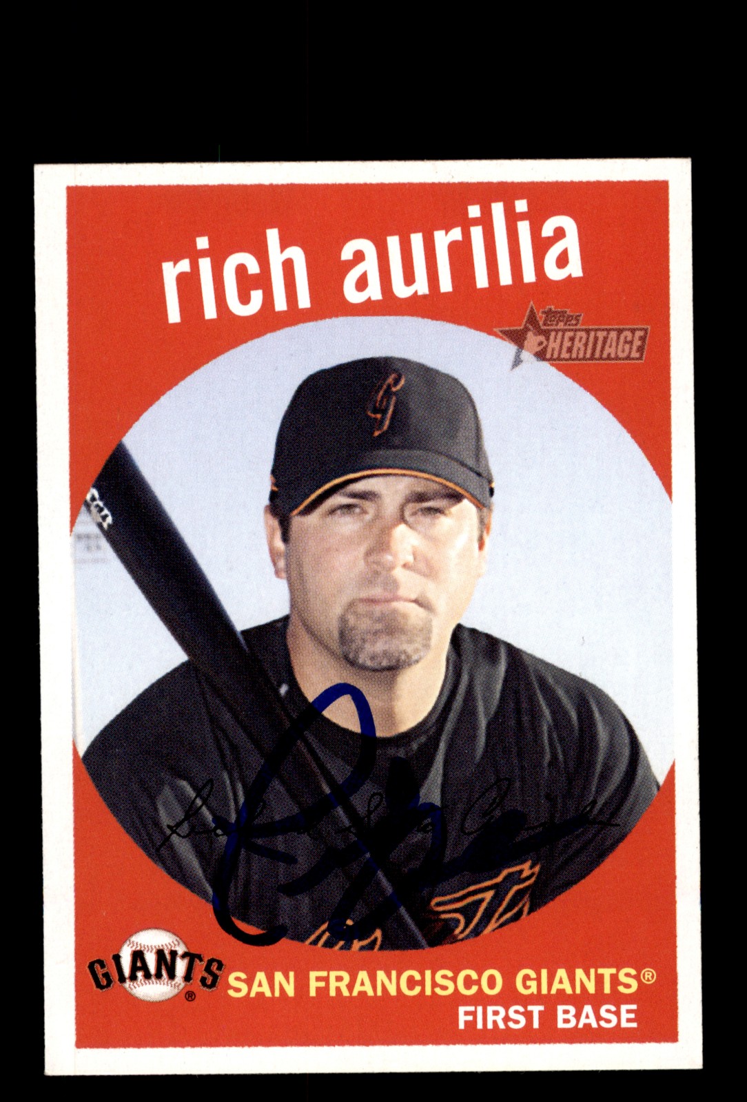 Signed Baseball Card Auto 2008 Topps Heritage #256 Rich Aurilia Giants