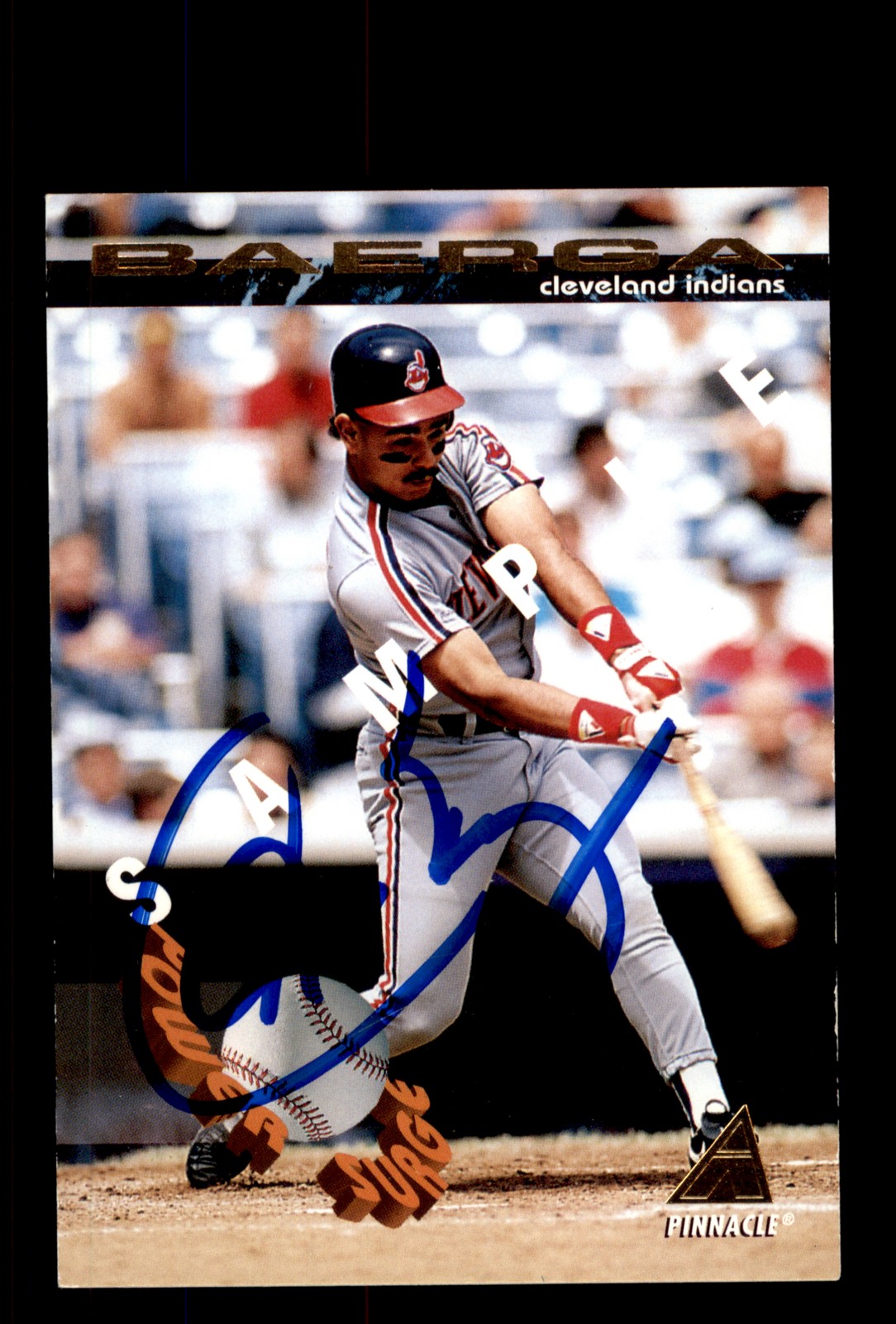 Signed Baseball Card Auto 1994 Pinnacle #PS12 Carlos Baerga Indians Sample