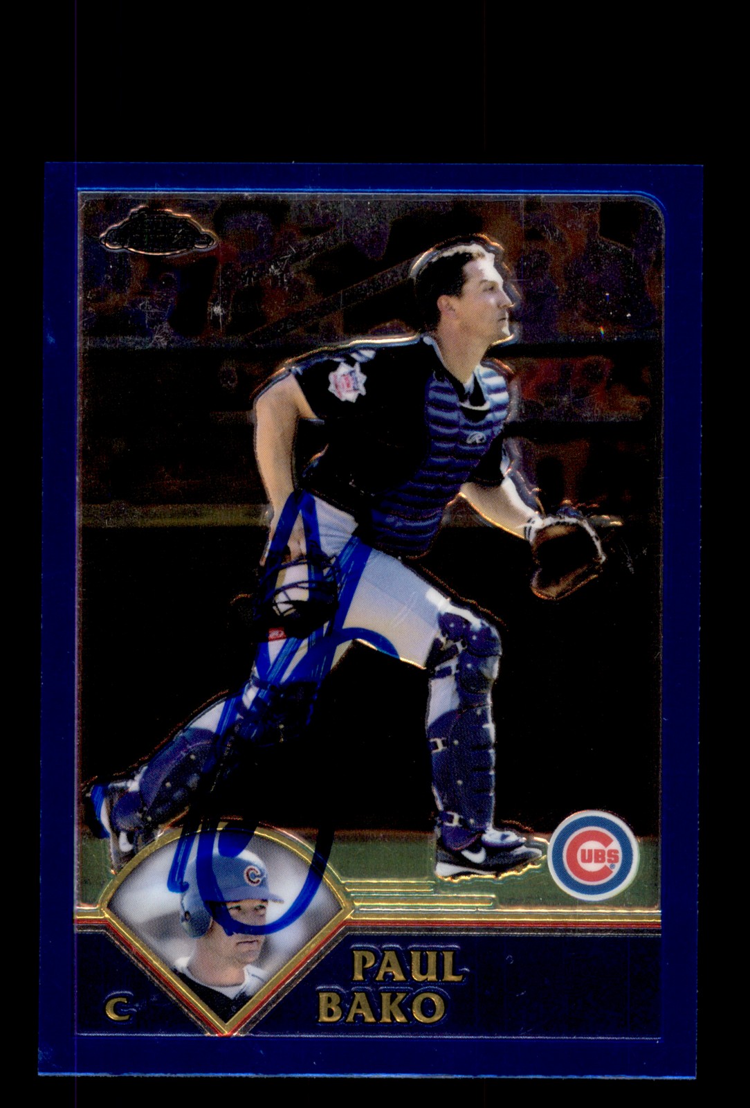 Signed Baseball Card Auto 2003 Topps Chrome #T39 Paul Bako Chicago Cubs
