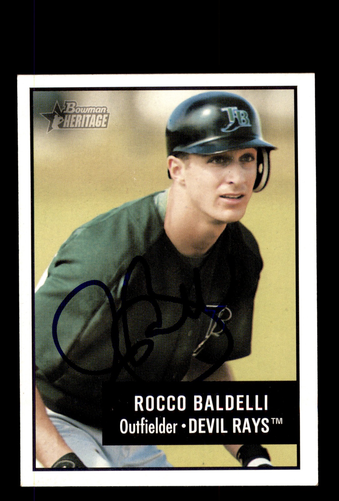 Signed Baseball Card Auto 2003 Bowman Heritage #31 Rocco Baldelli Devil Rays