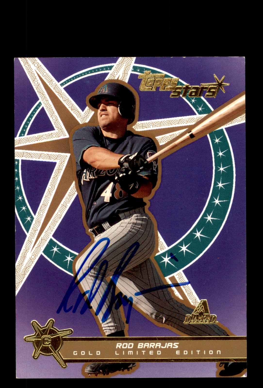 Signed Baseball Card Auto 2001 Topps Stars #165 Rod Barajas Diamondbacks Gold