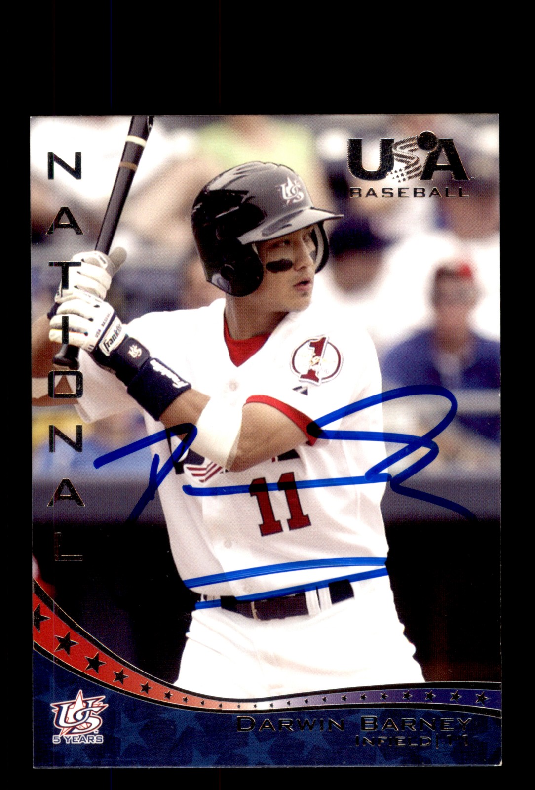 Signed Baseball Card Auto 2006-07 USA Baseball Box Set #8 Darwin Barney