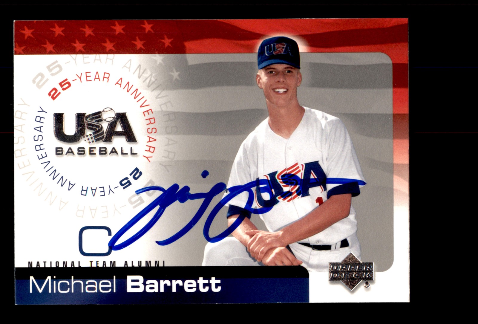 Signed Baseball Card Auto 2004 Upper Deck USA #USA-10 Michael Barrett