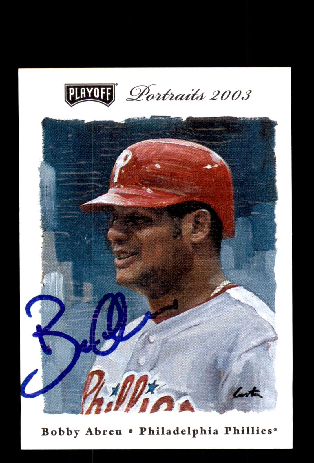 Signed Baseball Card Auto 2003 Playoff Portraits #72 Bobby Abreu Phillies