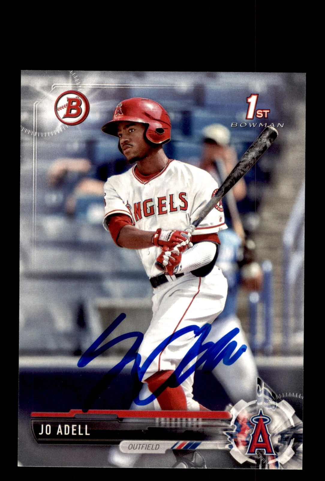 Signed Baseball Card Auto 2017 Bowman Draft #BD-95 Jo Adell Los Angeles Angels
