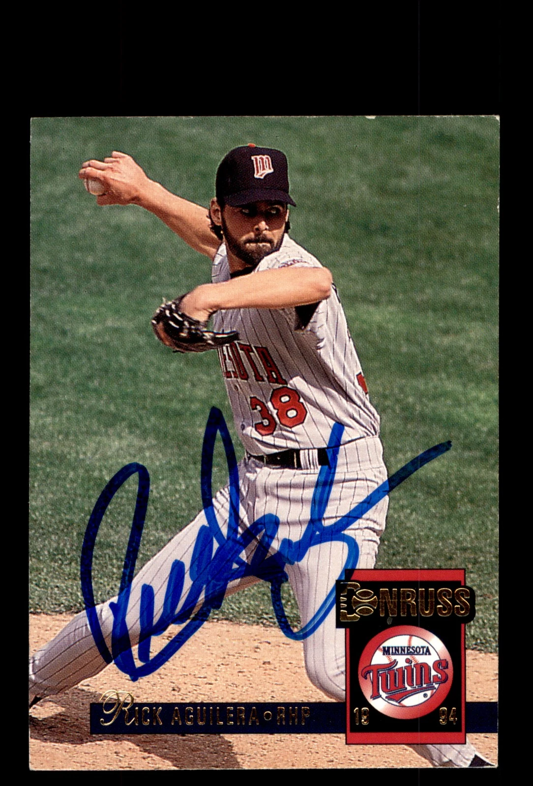 Signed Baseball Card Auto 1994 Donruss #503 Rick Aguilera Minnesota Twins