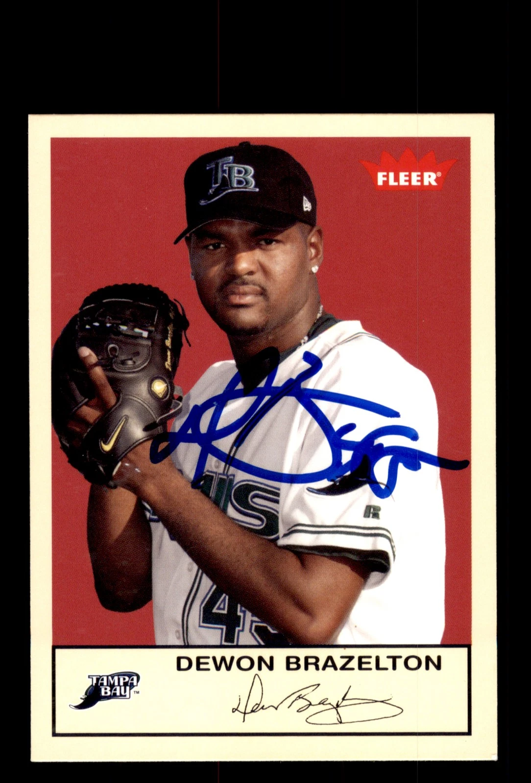 Signed Baseball Card Auto 2005 Fleer Tradition #182 Dewon Brazelton Rays