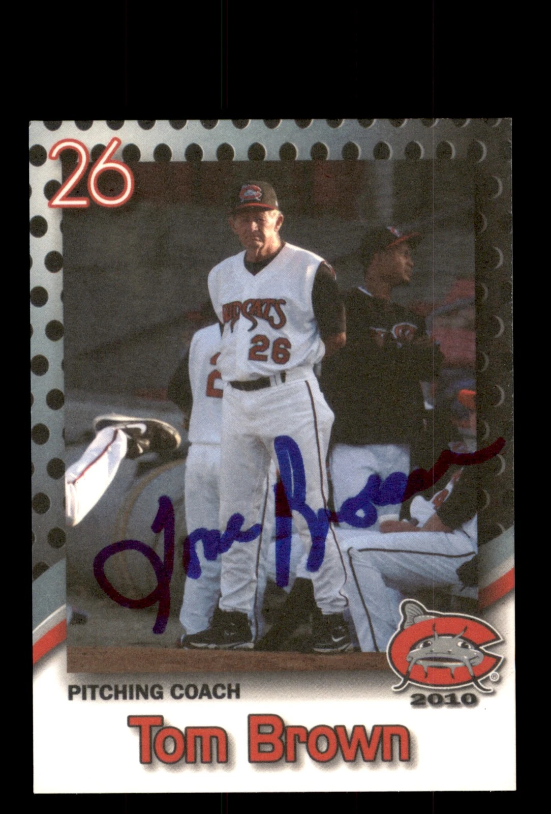 Signed Baseball Card Auto 2010 Carolina Mudcats MILB Tom Brown Reds