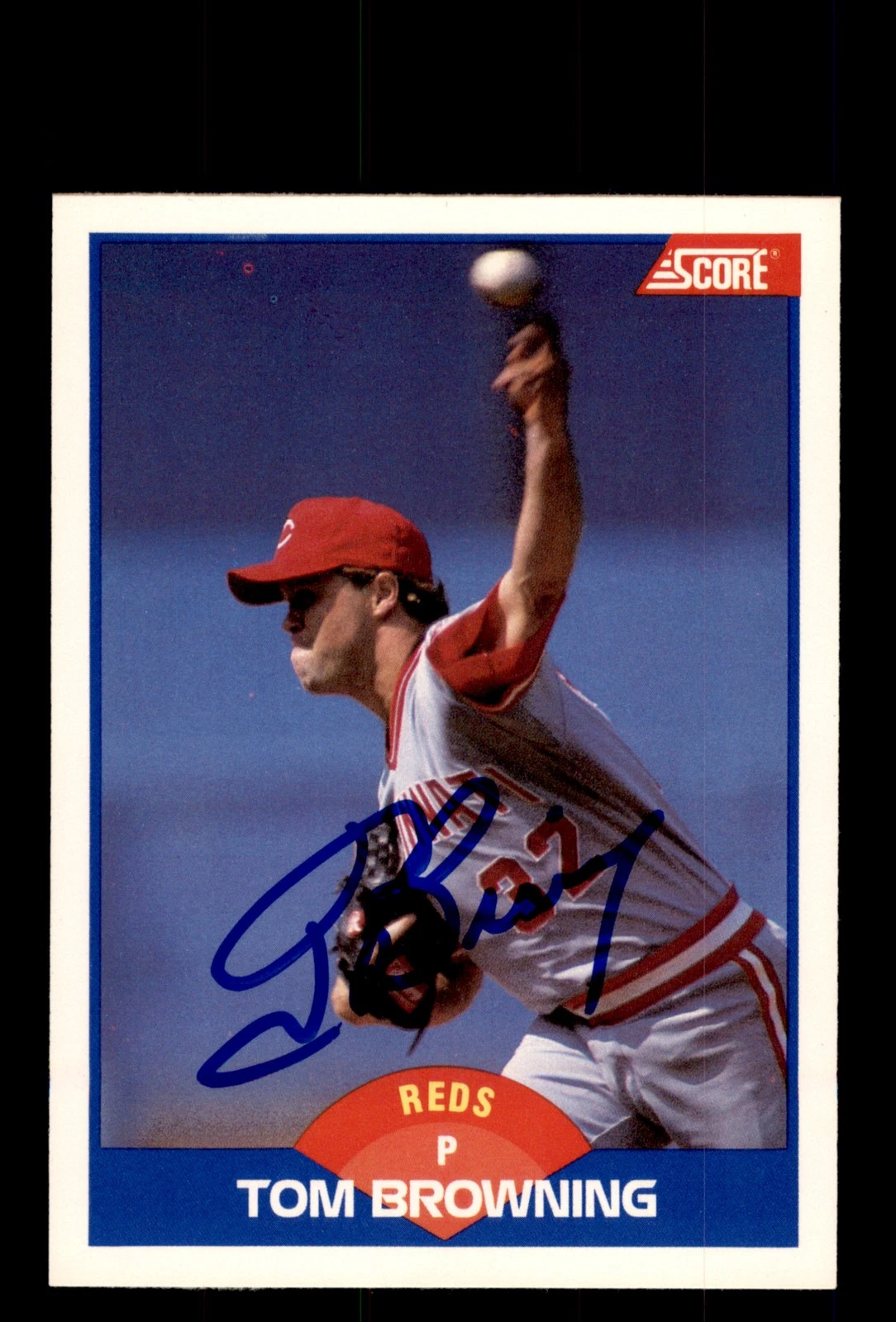 Signed Baseball Card Auto 1989 Score #554 Tom Browning Cincinnati Reds