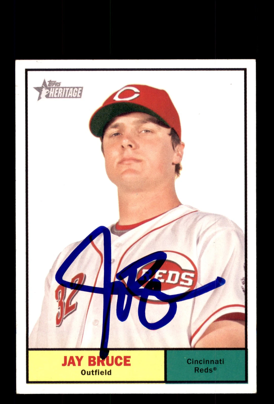 Signed Baseball Card Auto 2010 Topps Heritage #76 Jay Bruce Cincinnati Reds