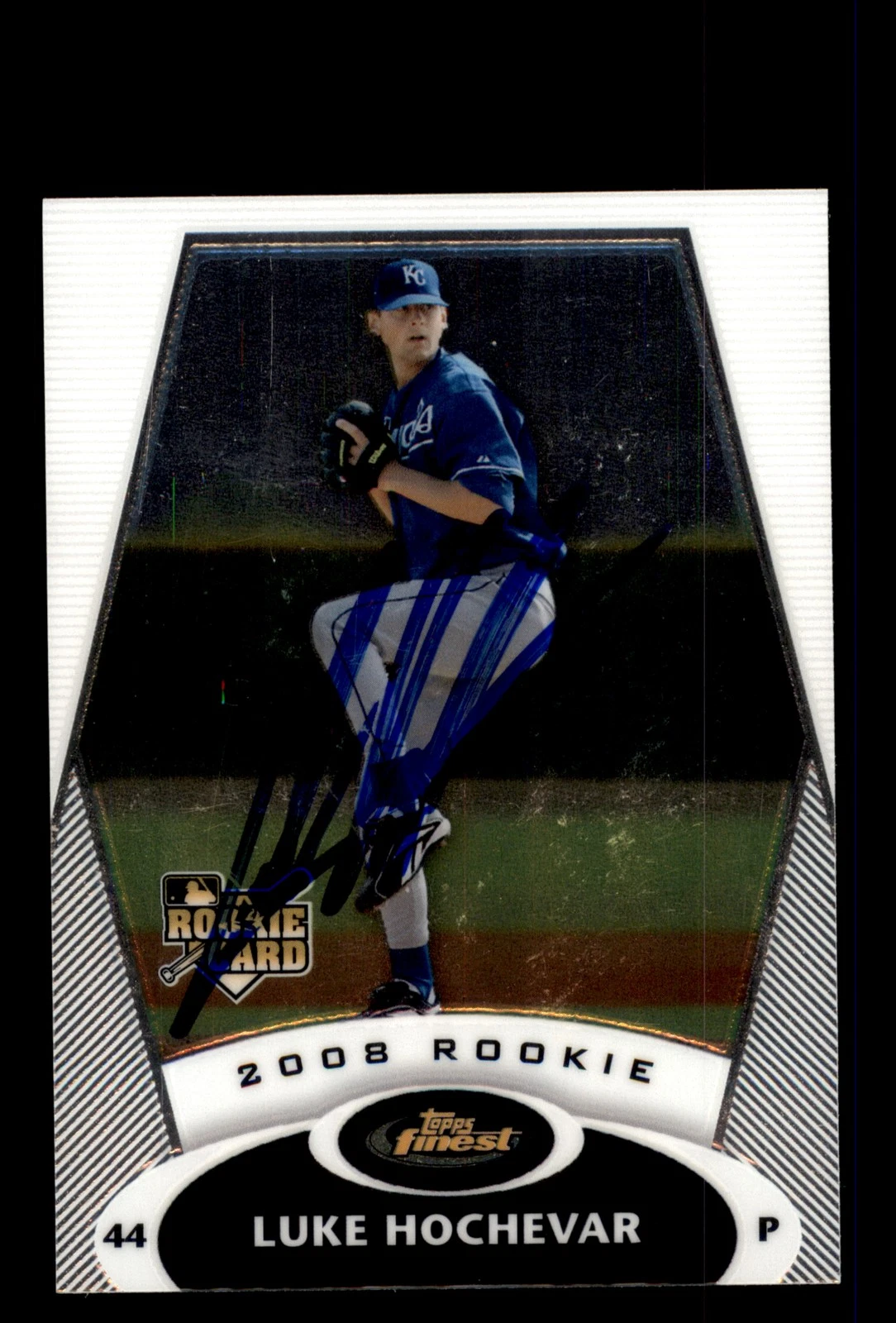 Signed Baseball Card Auto 2008 Topps Finest #130 Luke Hochevar KC Royals