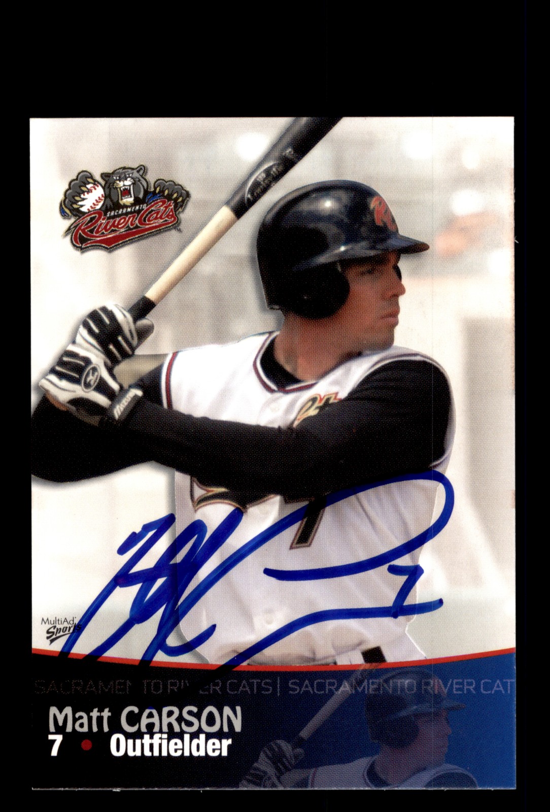 Signed Baseball Card Auto 2009 MultiAd Sacramento River Cats #5 Matt Carson