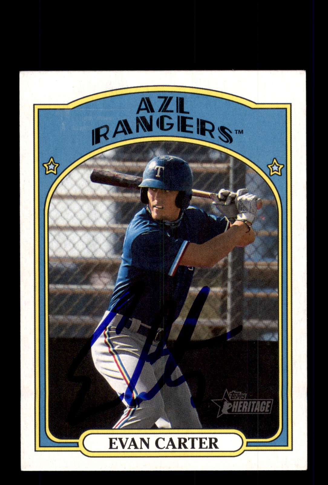 Signed Baseball Card Auto 2021 Topps Heritage Minor League #176 Evan Carter