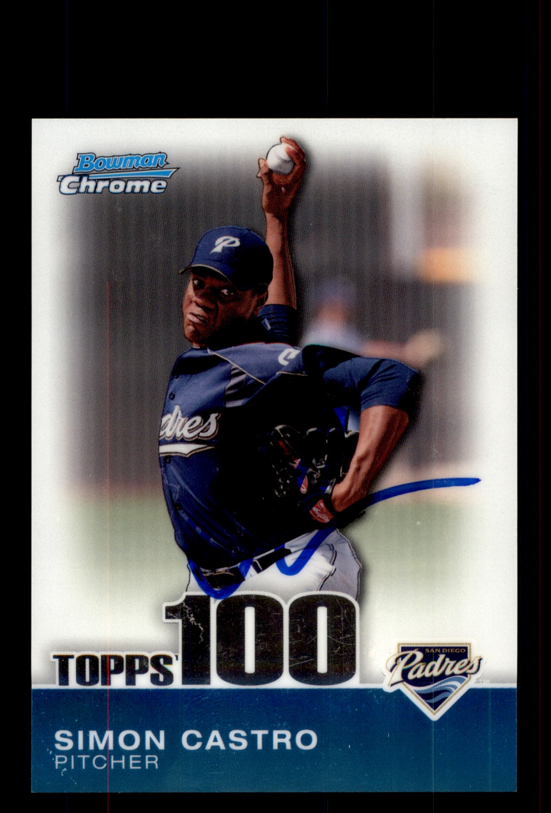 Signed Baseball Card Auto 2010 Bowman Chrome #TPC91 Simon Castro Padres /999