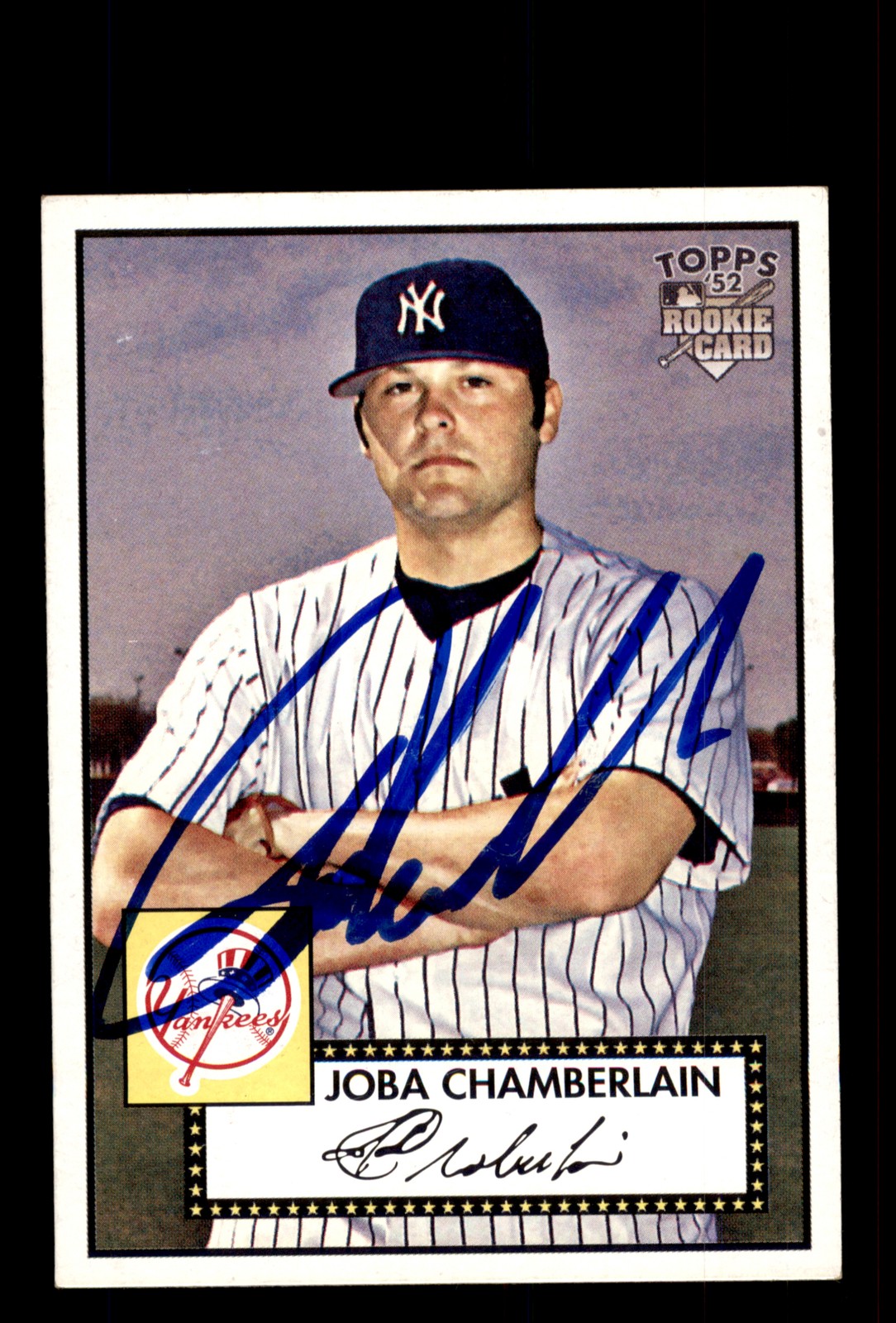 Signed Baseball Card Auto 2007 Topps Rookie 52 #201 Joba Chamberlain Yankees