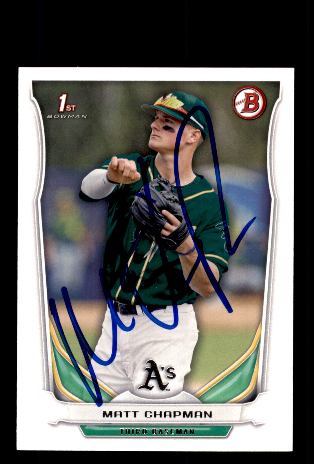 Signed Baseball Card Auto 2014 Bowman Draft #DP21 Matt Chapman Oakland Athletics