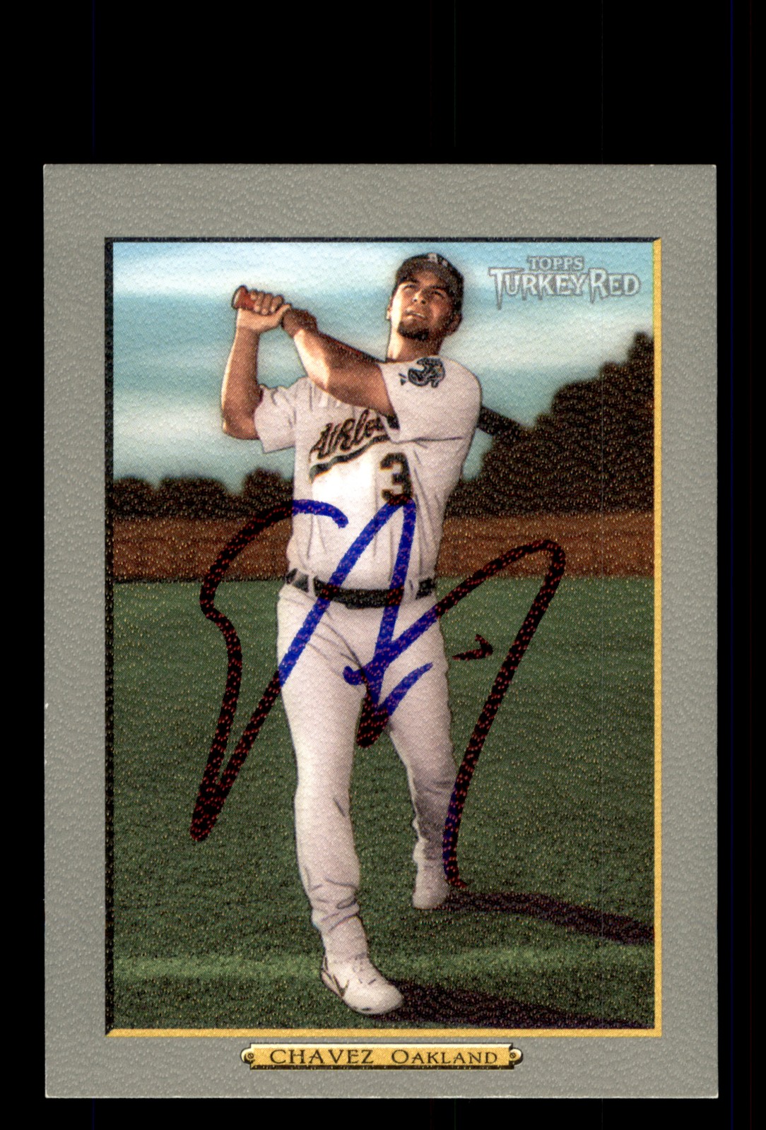 Signed Baseball Card Auto 2006 Topps Turkey Red #394 Eric Chavez Oakland A's
