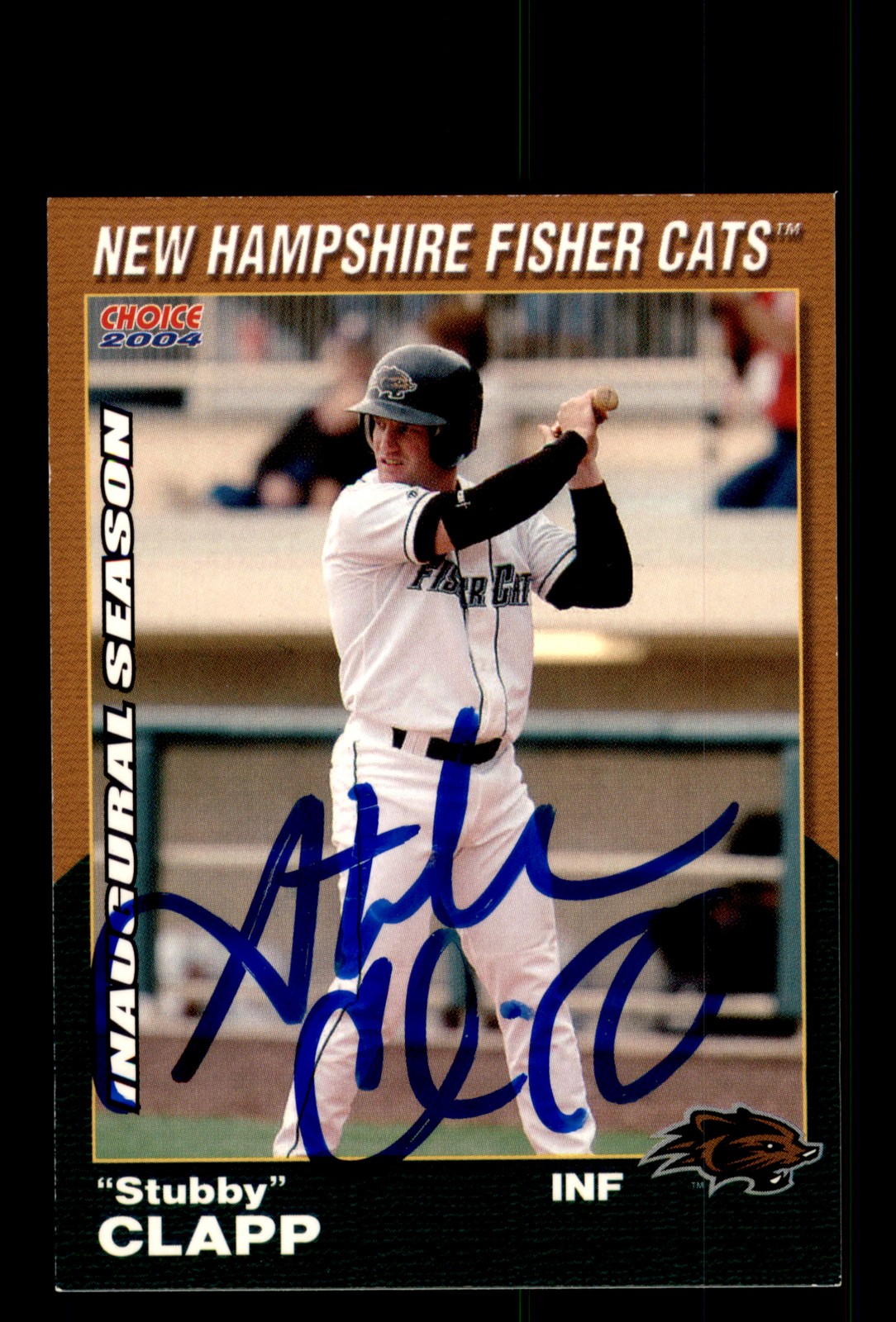 Signed Baseball Card Auto 2004 Choice New Hampshire Fisher Cats #23 Stubby Clapp