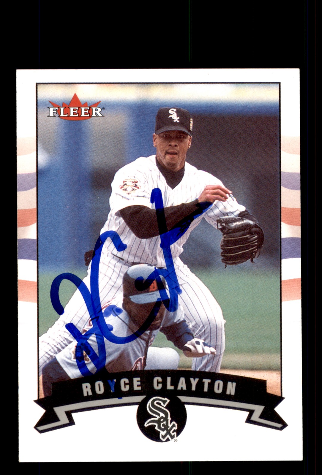 Signed Baseball Card Auto 2002 Fleer #427 Royce Clayton Chicago White Sox