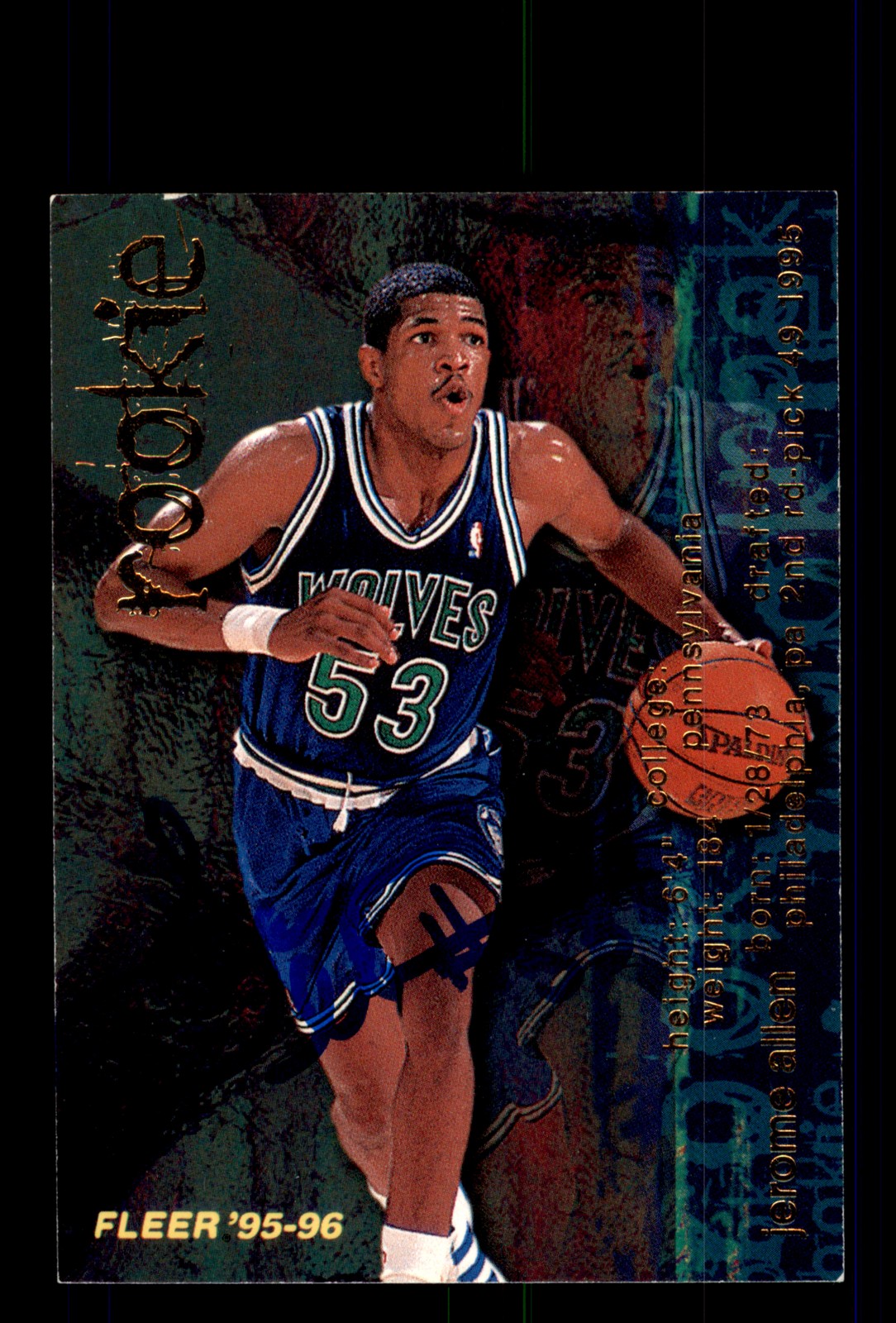 Signed Basketball Card Auto Jerome Allen 1995-96 Fleer #350 Timberwolves