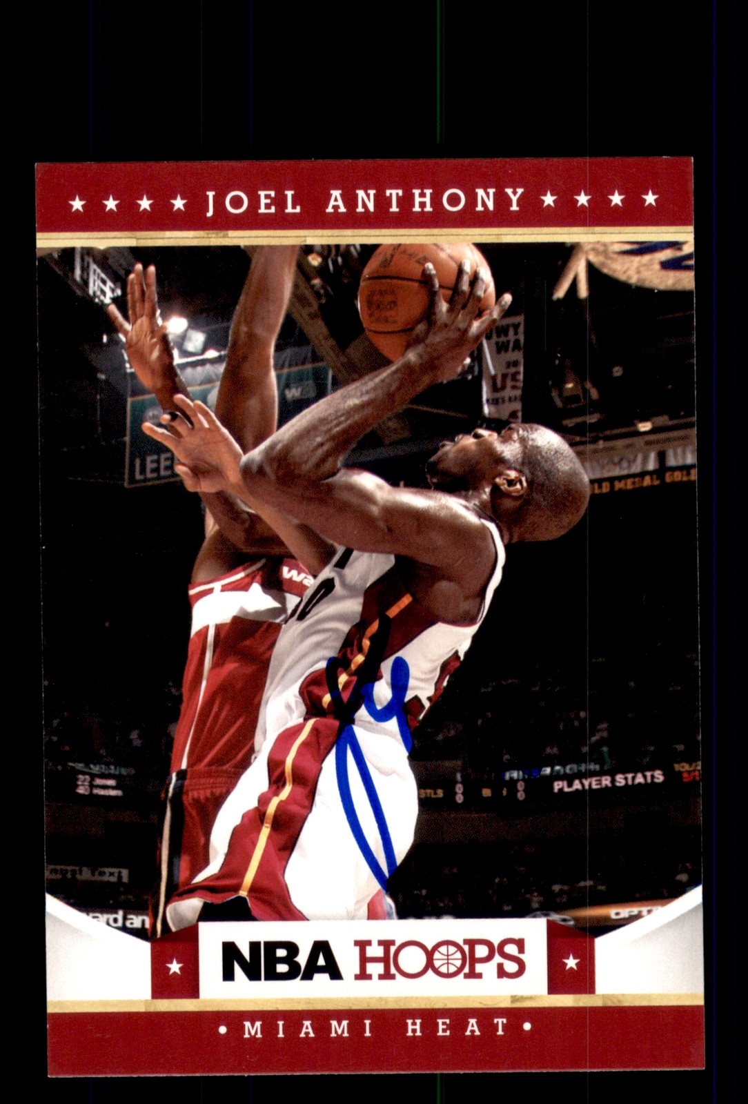 Signed Basketball Card Auto Joel Anthony 2012-13 NBA Hoops #160 Miami Heat
