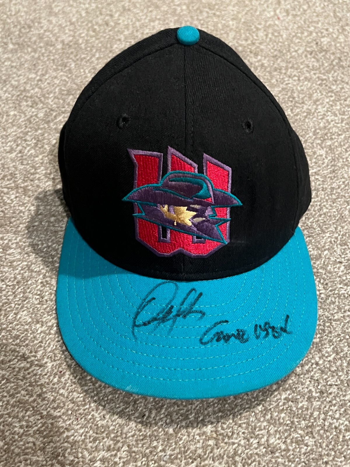 ORLANDO MERCADO SIGNED GAME USED BASEBALL HAT AUTO VTG MILB WICHITA WRANGLERS