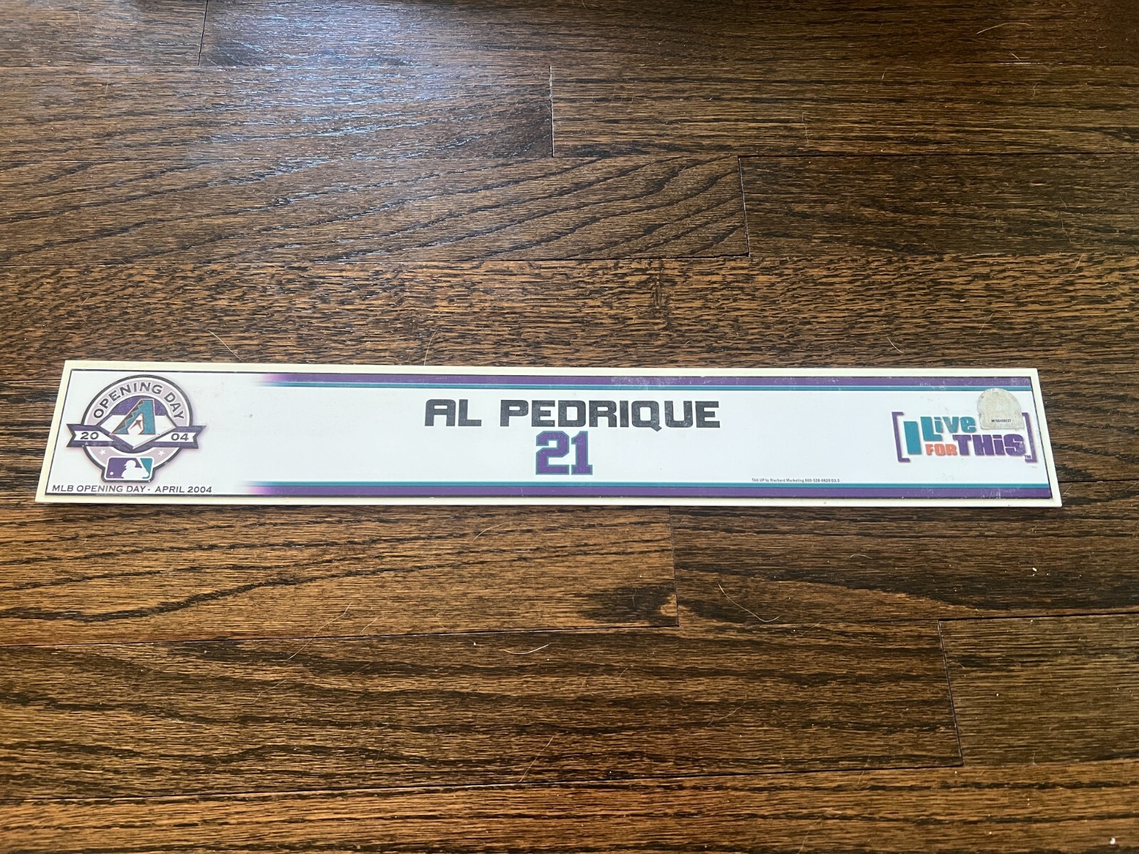 ARIZONA DIAMONDBACKS GAME USED BASEBALL LOCKER ROOM NAMEPLATE AL PEDRIQUE