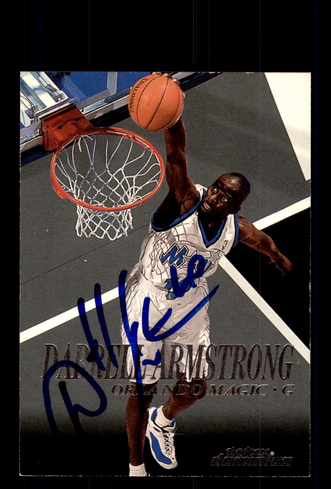 Signed Basketball Card Auto Darrell Armstrong 1999-00 SkyBox Dominion #163 Magic
