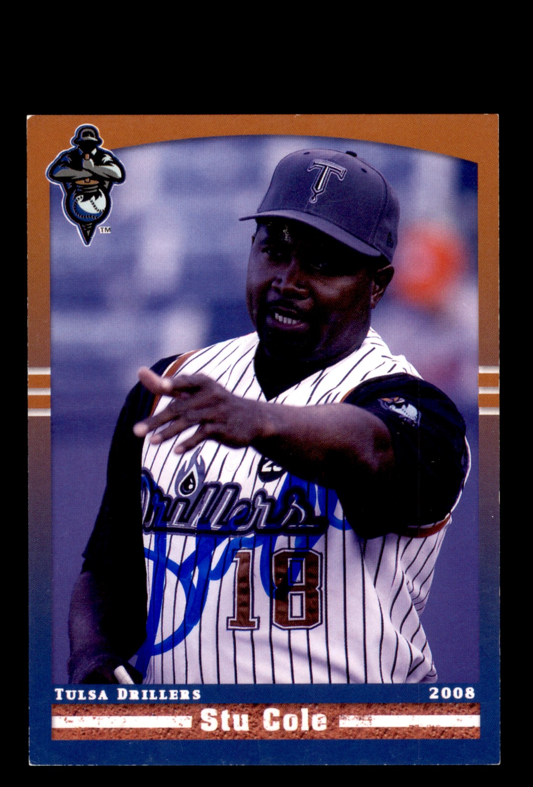 Signed Baseball Card Auto Stu Cole 2008 Grandstand Tulsa Drillers