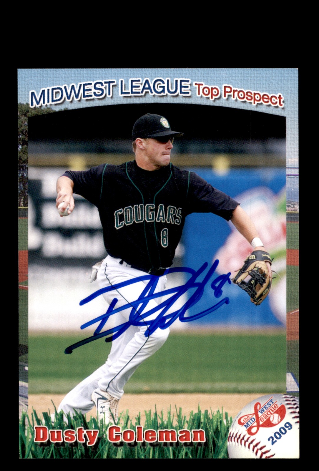 Signed Baseball Card Auto Dusty Coleman 2009 Grandstand Midwest League Prospects