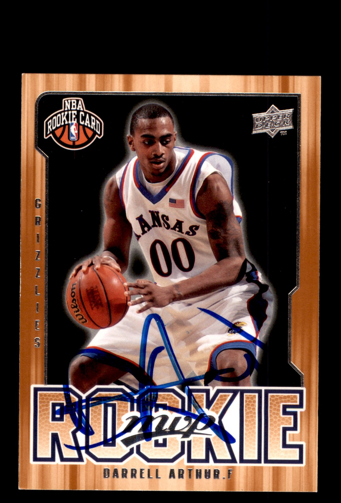 Signed Basketball Card Auto Darrell Arthur 2008-09 Upper Deck MVP #223 KU