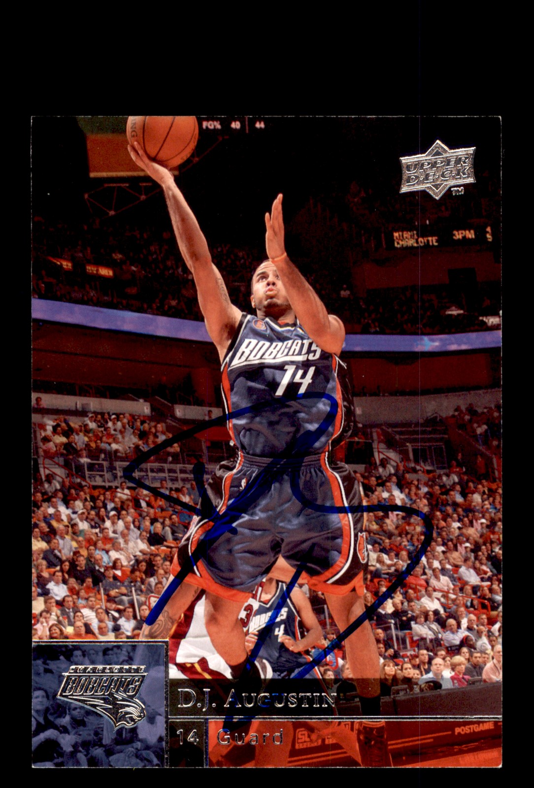 Signed Basketball Card Auto D.J. Augustin 2009-10 Upper Deck #16 Bobcats