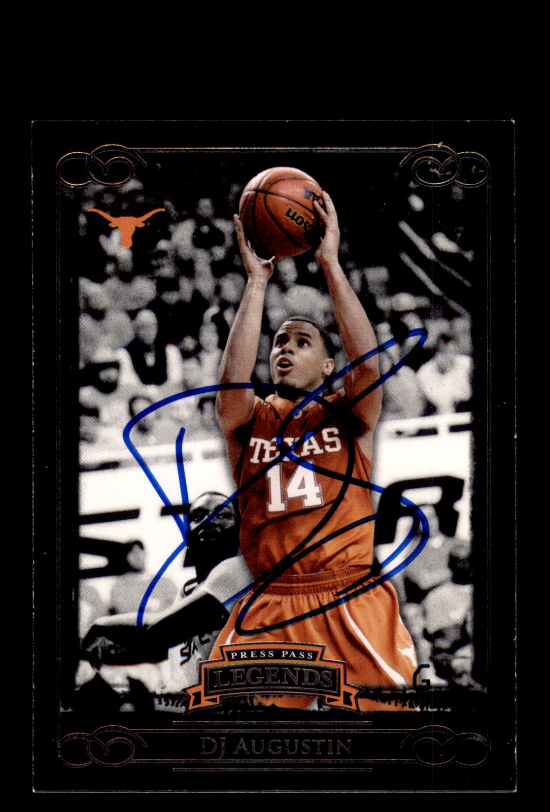 Signed Basketball Card Auto D.J. Augustin 2008-09 Press Pass #28 Texas Longhorns
