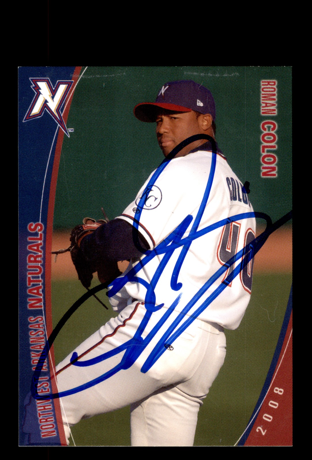 Signed Baseball Card Auto Roman Colon 2008 Northwest Arkansas Naturals