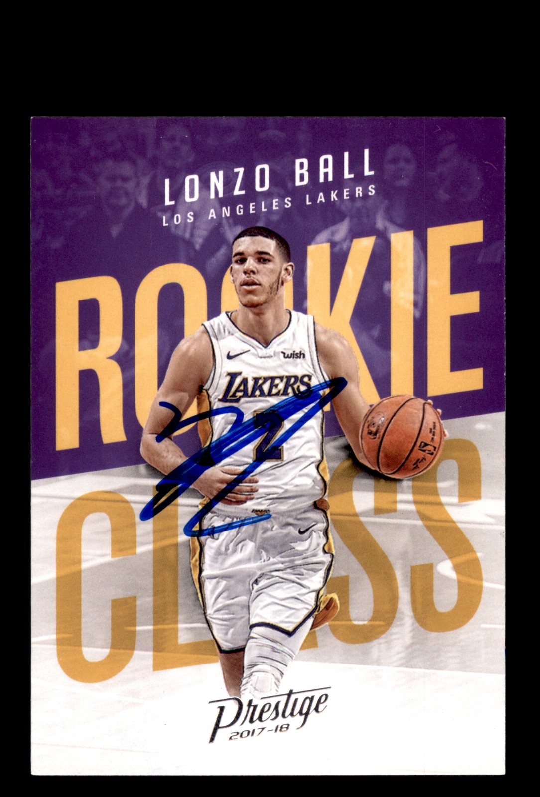 Signed Basketball Card Auto Lonzo Ball 2017-18 Panini Prestige #2 LA Lakers