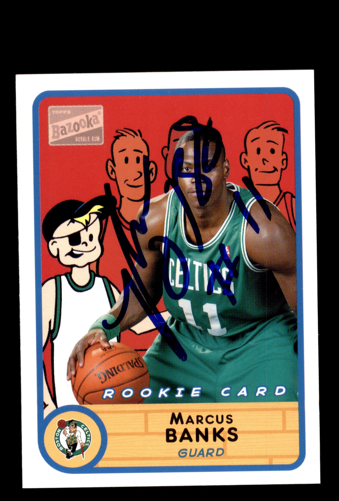 Signed Basketball Card Auto Marcus Banks 2003-04 Bazooka #288 Boston Celtics