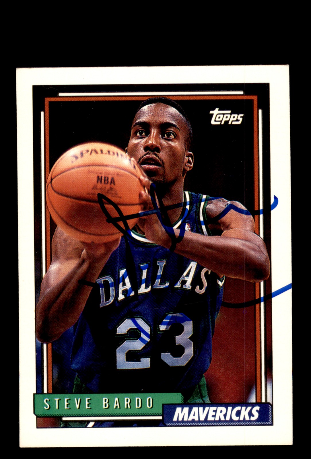 Signed Basketball Card Auto Steve Bardo 1992-93 Topps #307 Dallas Mavericks