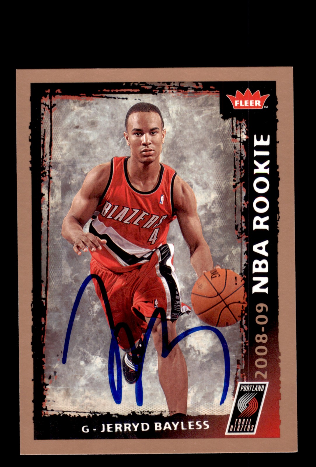 Signed Basketball Card Auto Jerryd Bayless 2008-09 Fleer #211 Trail Blazers