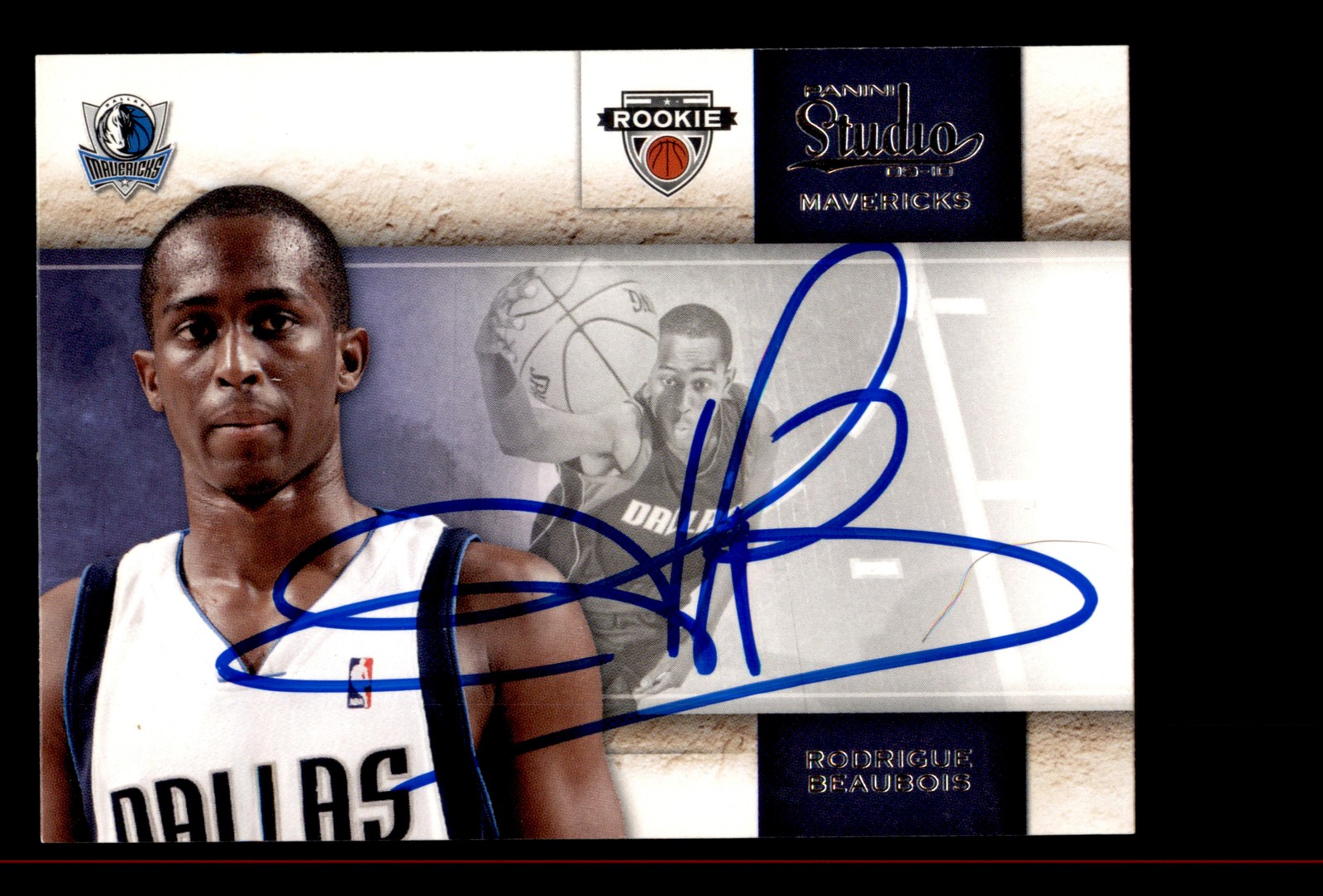 Signed Basketball Card Auto Rodrigue Beaubois 2009-10 Panini Studio #125