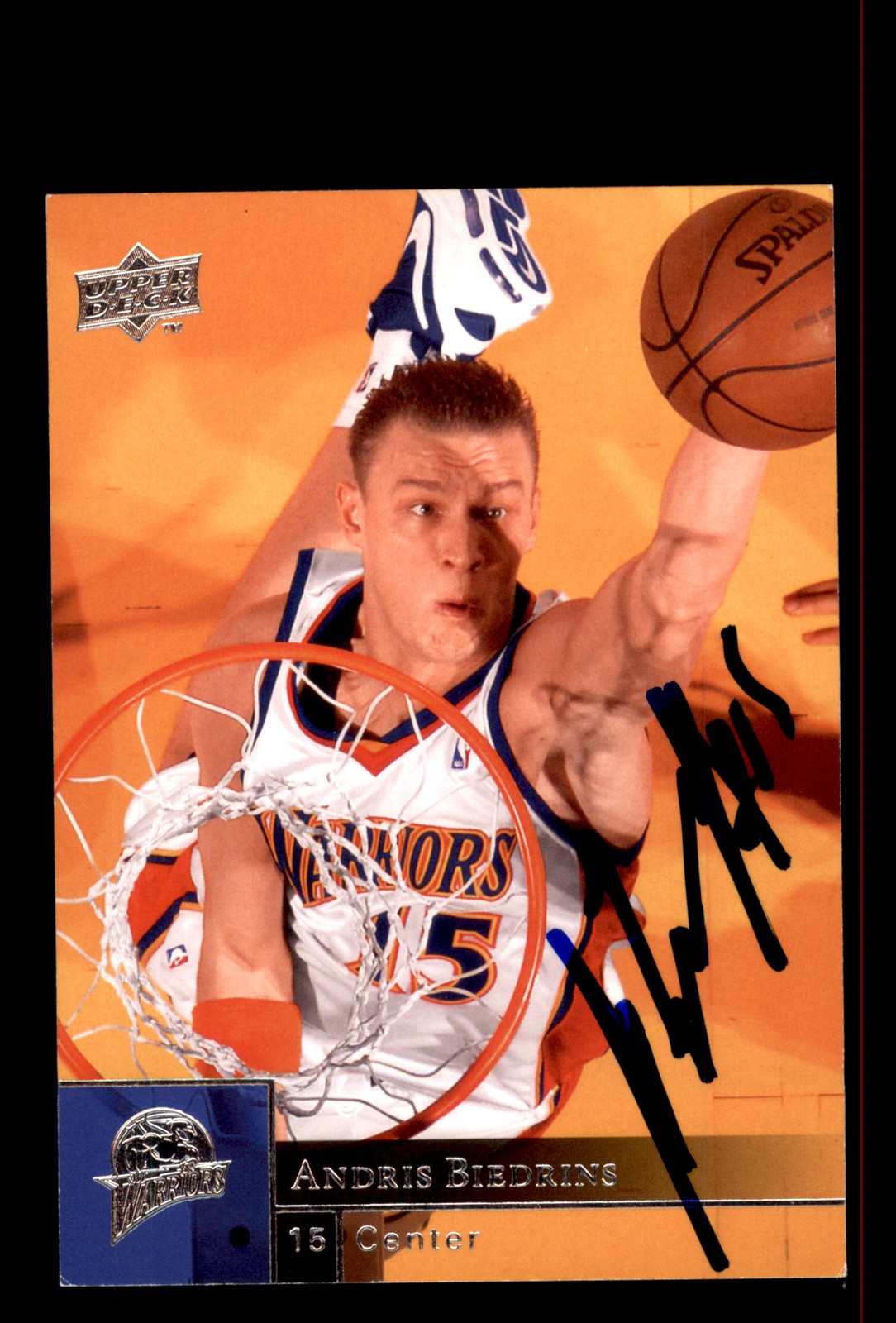 Signed Basketball Card Auto Andris Biedrins 2009-10 Upper Deck #57 Warriors