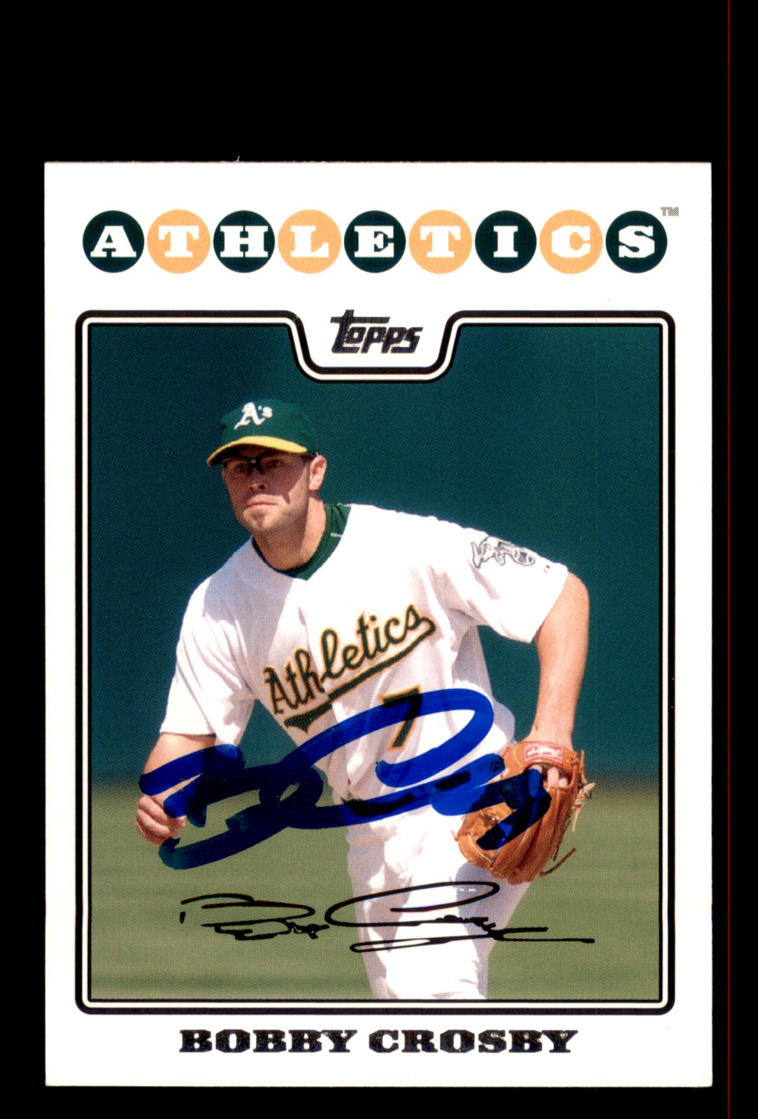 Signed Baseball Card Auto Bobby Crosby 2008 Topps #351 Oakland Athletics