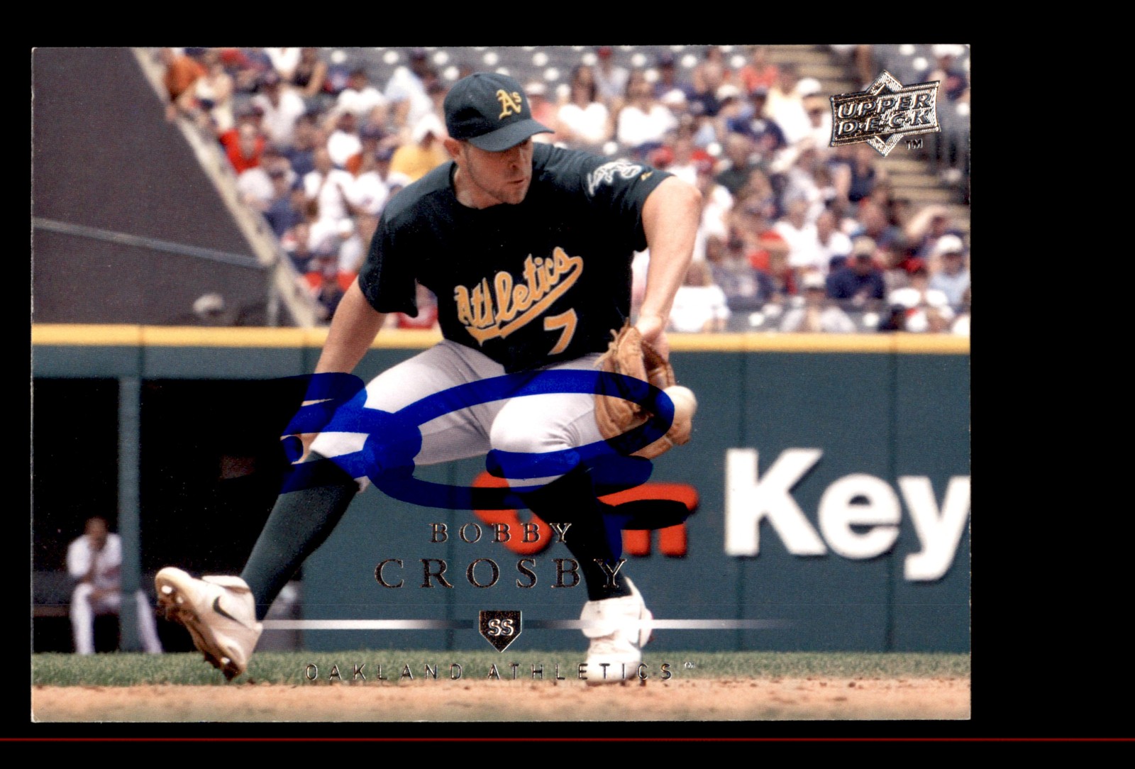 Signed Baseball Card Auto Bobby Crosby 2008 Upper Deck #596 Oakland Athletics