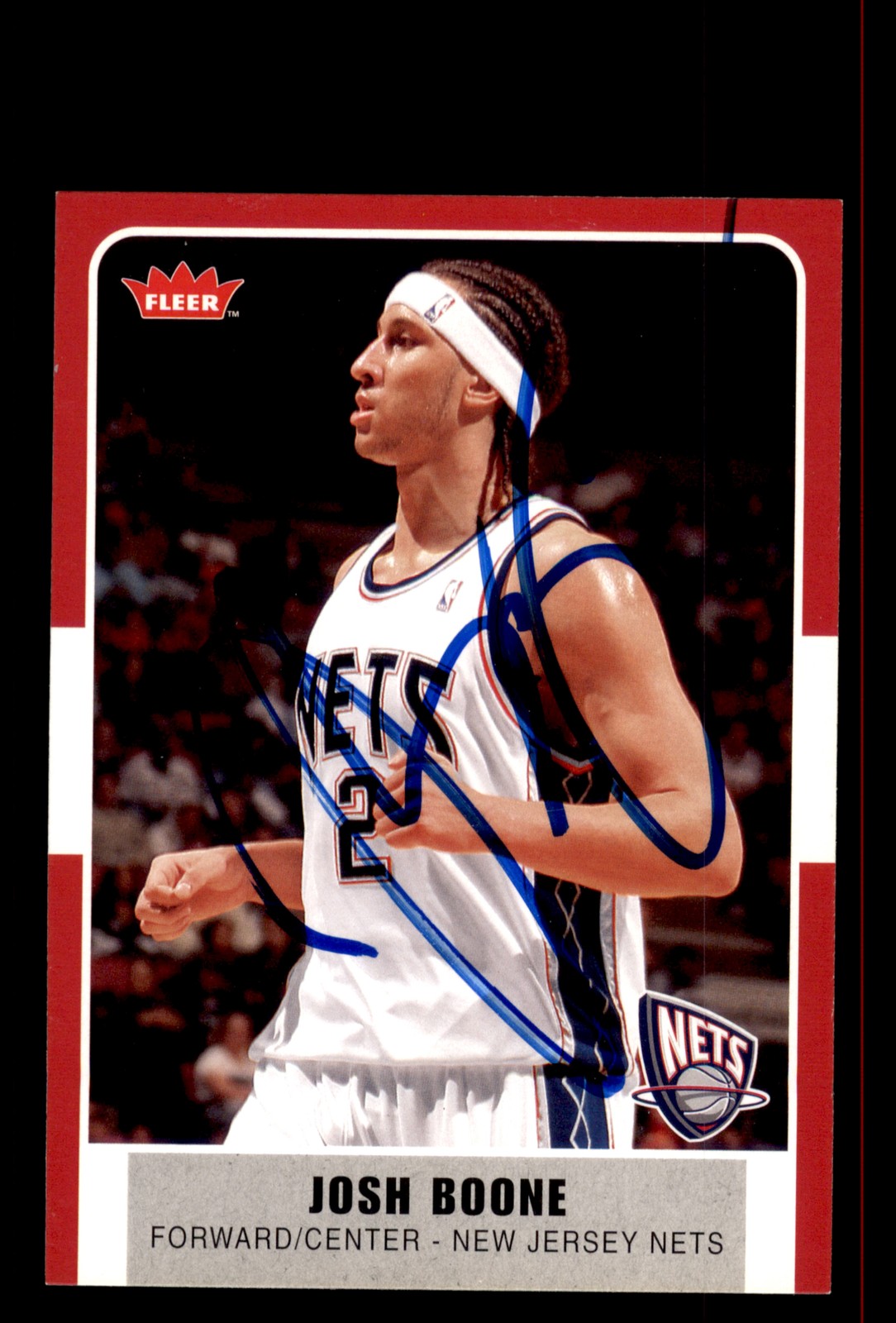Signed Basketball Card Auto Josh Boone 2007-08 Fleer #41 New Jersey Nets