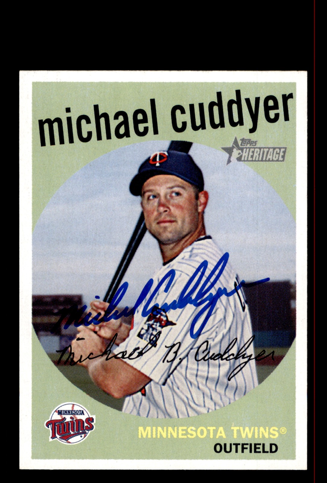 Signed Baseball Card Auto Michael Cuddyer 2008 Topps Heritage #422 Twins
