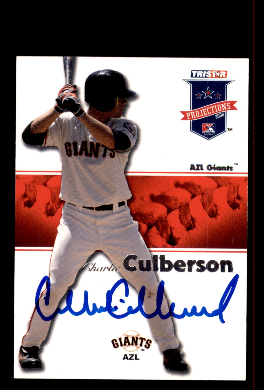 Signed Baseball Card Auto Charlie Culberson 2008 TriStar PROjections #282