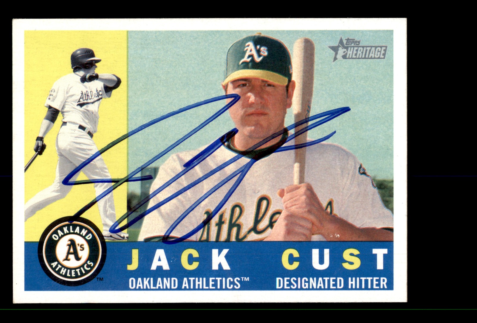 Signed Baseball Card Auto Jack Cust 2009 Topps Heritage #347 Oakland Athletics