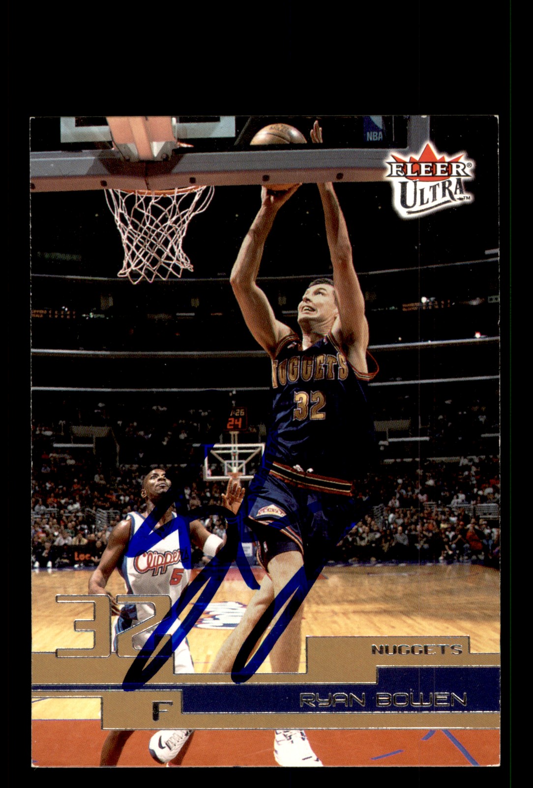 Signed Basketball Card Auto Ryan Bowen 2002-03 Fleer Ultra #73 Denver Nuggets