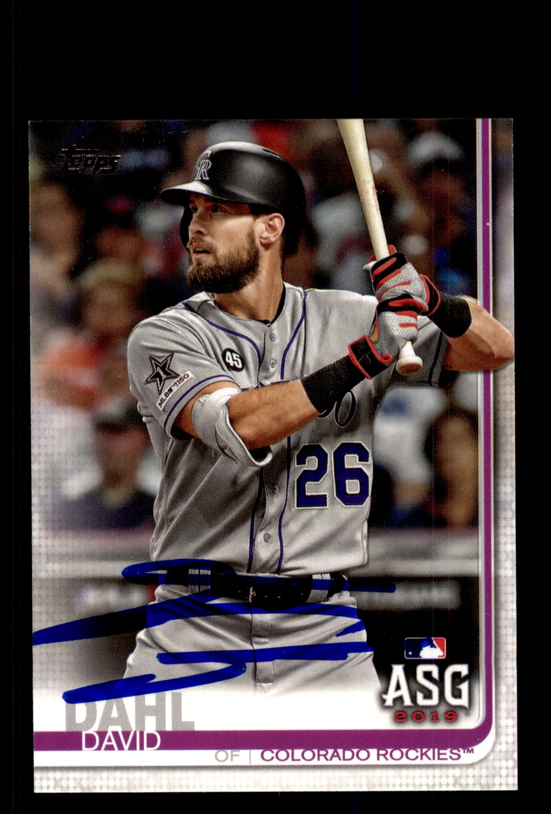 Signed Baseball Card Auto David Dahl 2019 Topps Update #US42 Colorado Rockies