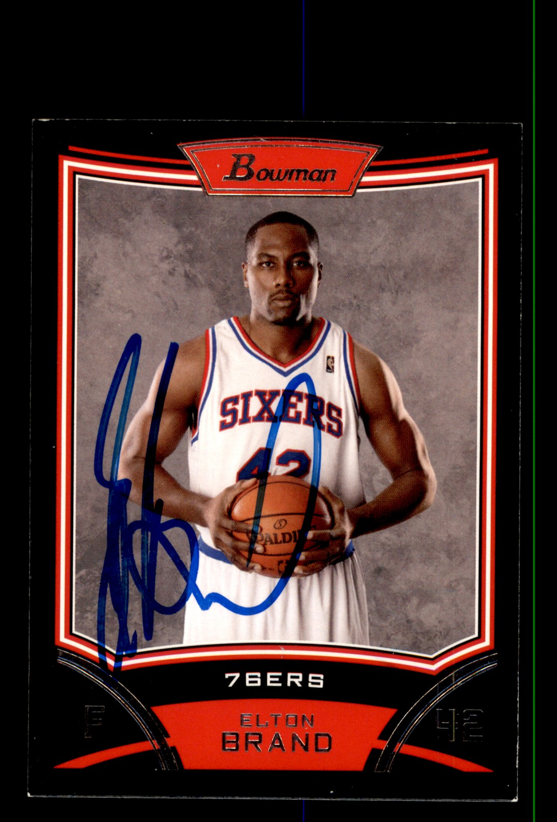 Signed Basketball Card Auto Elton Brand 2008-09 Bowman #12 Philadelphia 76ers